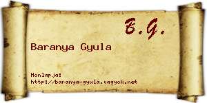 Baranya Gyula névjegykártya